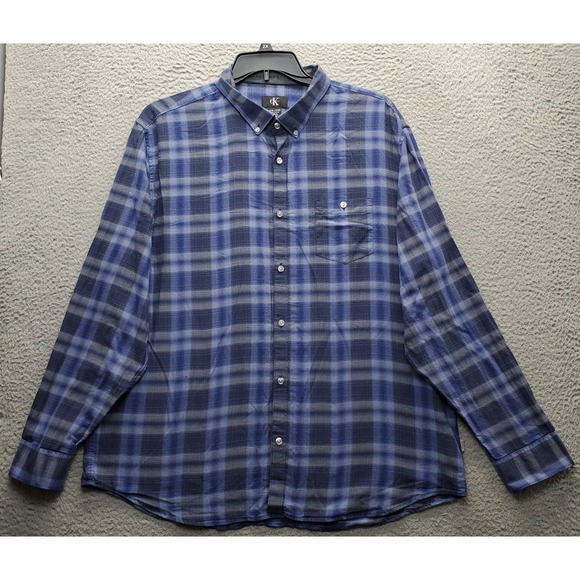 Calvin Klein Casual Shirt Mens 2XL Multi Plaid Long Sleeve Collared Button-Down - Picture 1 of 10